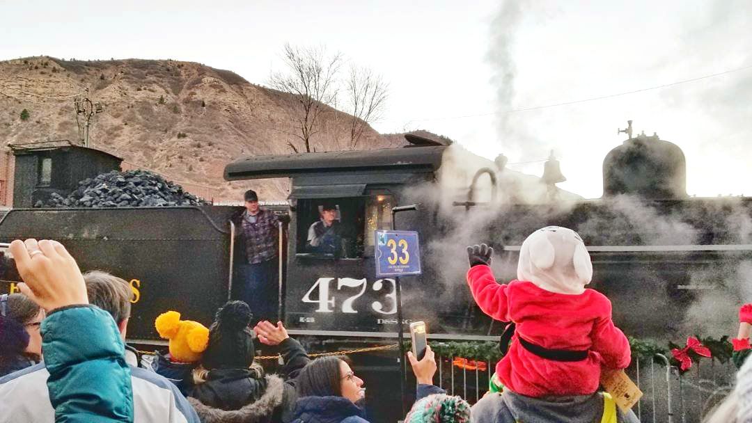 Polar Express train arriving in Durango depot