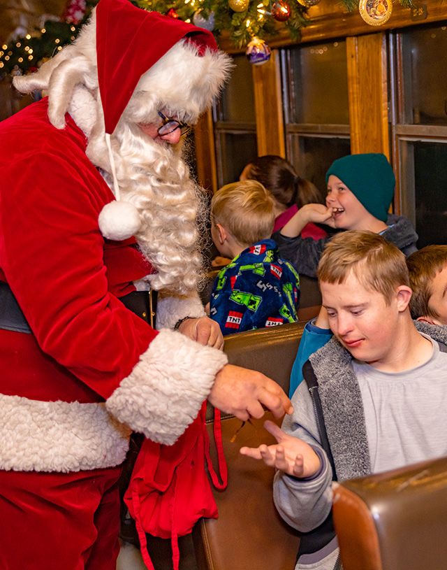 Santa giving a gift