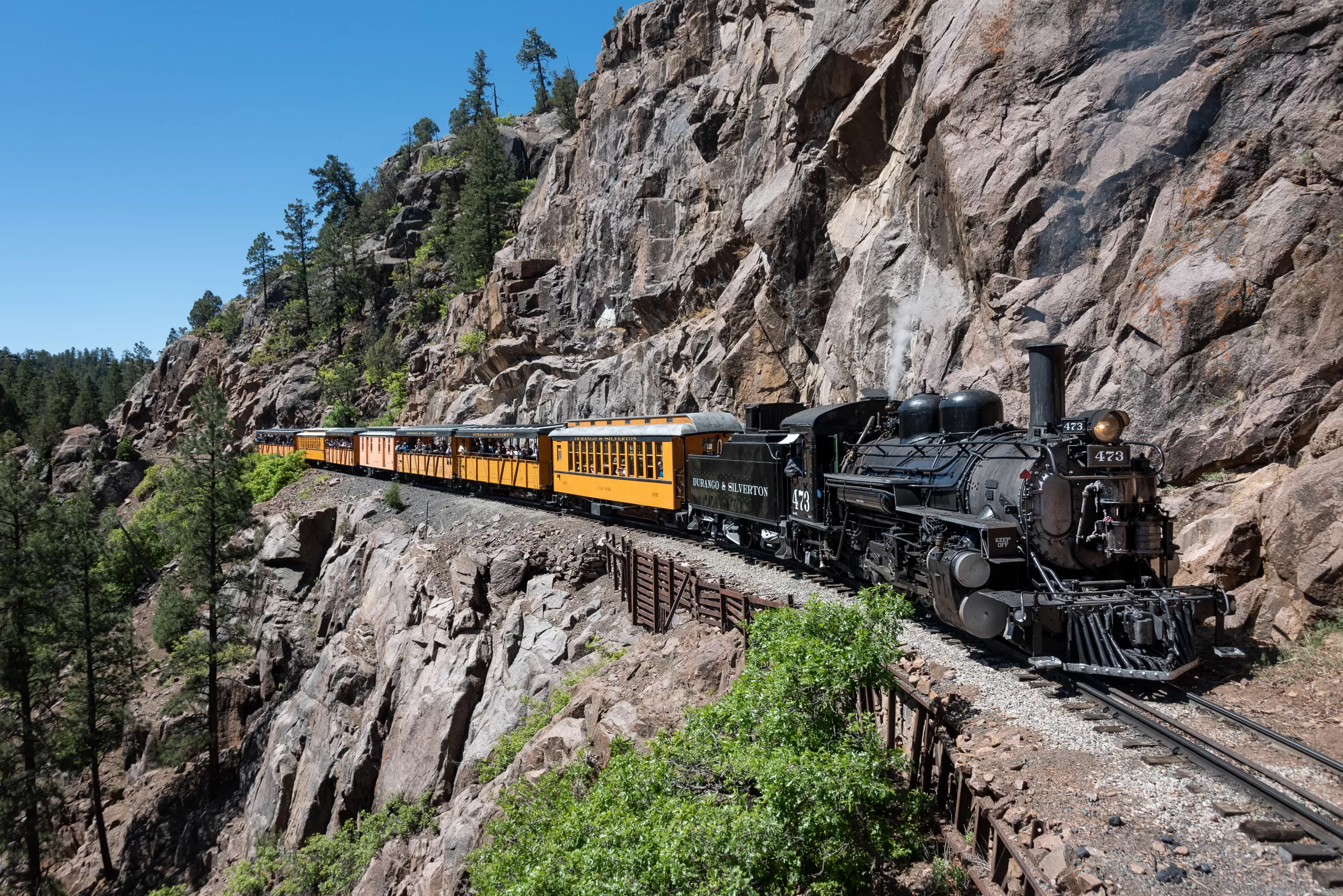 The Silverton Express steam train in the San Juan Mountains